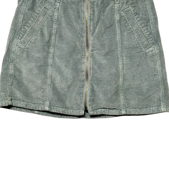 American Eagle High Rise A Line Zip Front Y2K Corduroy Blue Gray Mini Skirt - Picture 4 of 11